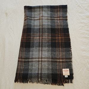 Filson Wool/Cashmere Gray Brown Multi Plaid Scarf